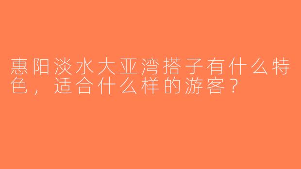 惠阳淡水大亚湾搭子有什么特色，适合什么样的游客？