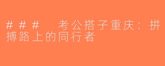 ### 考公搭子重庆：拼搏路上的同行者