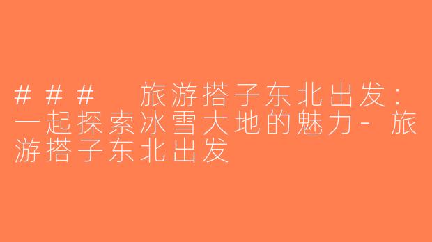 ### 旅游搭子东北出发：一起探索冰雪大地的魅力-旅游搭子东北出发