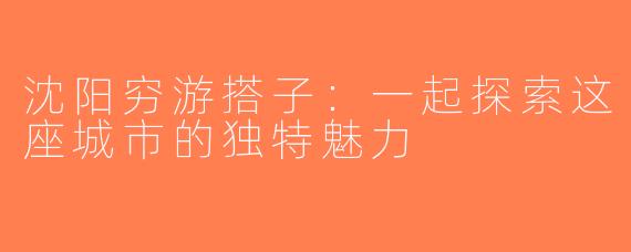 沈阳穷游搭子：一起探索这座城市的独特魅力