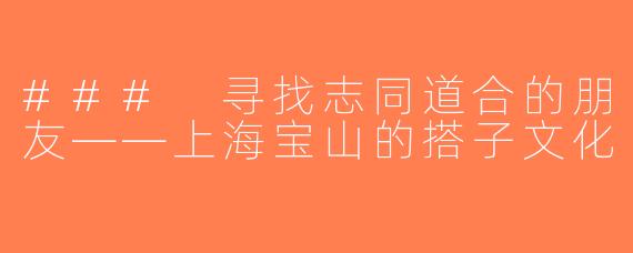 ### 寻找志同道合的朋友——上海宝山的搭子文化