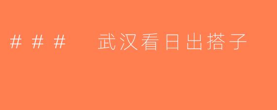 ### 武汉看日出搭子