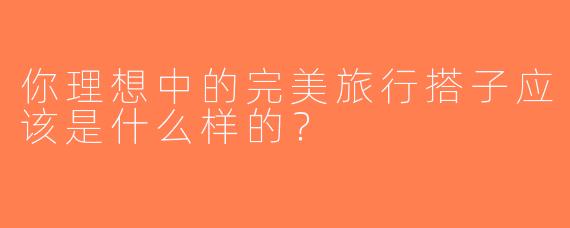 你理想中的完美旅行搭子应该是什么样的？