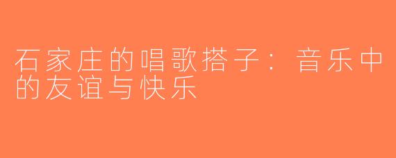 石家庄的唱歌搭子：音乐中的友谊与快乐