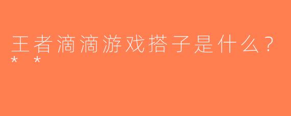 王者滴滴游戏搭子是什么？**
