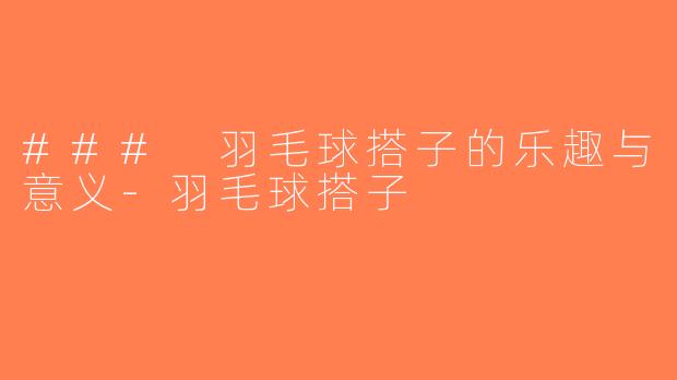 ### 羽毛球搭子的乐趣与意义-羽毛球搭子