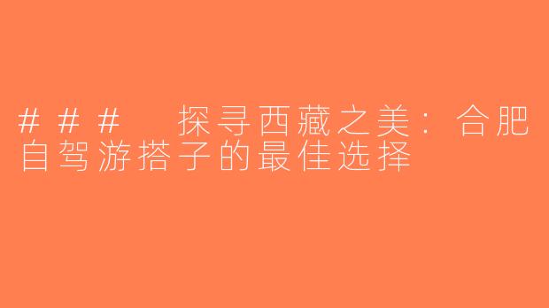 ### 探寻西藏之美：合肥自驾游搭子的最佳选择