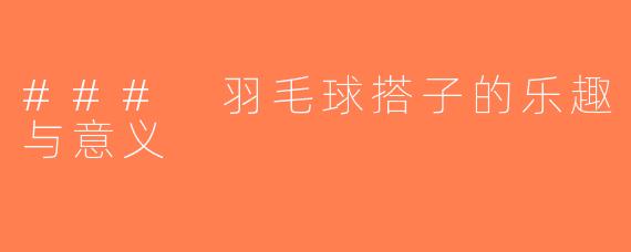 ### 羽毛球搭子的乐趣与意义