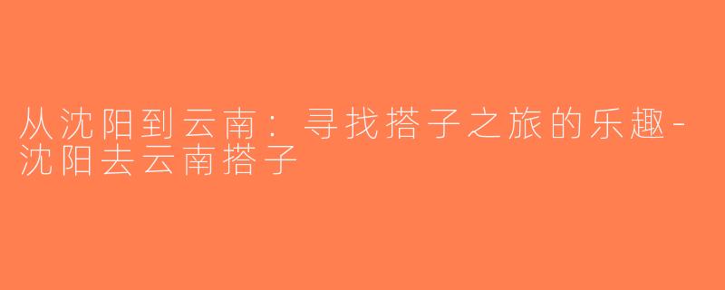 从沈阳到云南：寻找搭子之旅的乐趣-沈阳去云南搭子