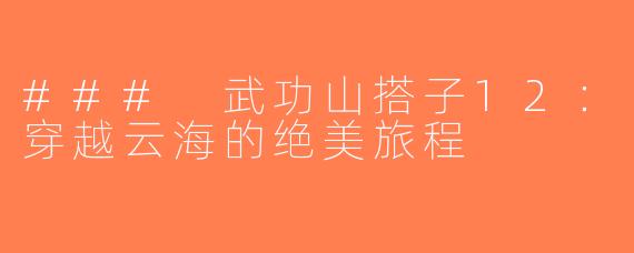 ### 武功山搭子12：穿越云海的绝美旅程