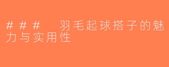 ### 羽毛起球搭子的魅力与实用性