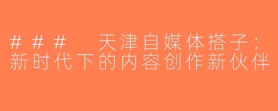 ### 天津自媒体搭子：新时代下的内容创作新伙伴