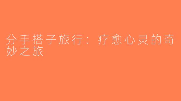 分手搭子旅行：疗愈心灵的奇妙之旅