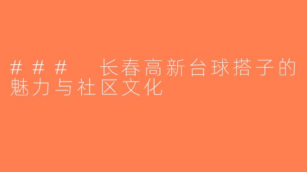 ### 长春高新台球搭子的魅力与社区文化
