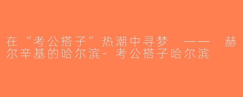 在“考公搭子”热潮中寻梦 —— 赫尔辛基的哈尔滨-考公搭子哈尔滨