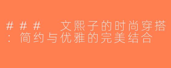 ### 文熙子的时尚穿搭：简约与优雅的完美结合