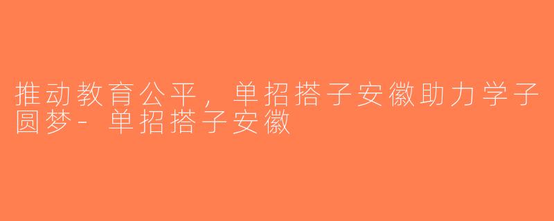 推动教育公平，单招搭子安徽助力学子圆梦-单招搭子安徽