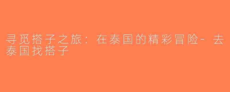 寻觅搭子之旅：在泰国的精彩冒险-去泰国找搭子