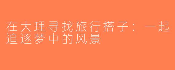 在大理寻找旅行搭子：一起追逐梦中的风景