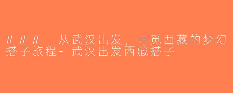 ### 从武汉出发，寻觅西藏的梦幻搭子旅程-武汉出发西藏搭子