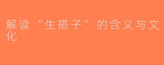 解读“生搭子”的含义与文化