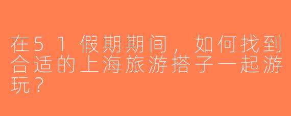 在51假期期间，如何找到合适的上海旅游搭子一起游玩？