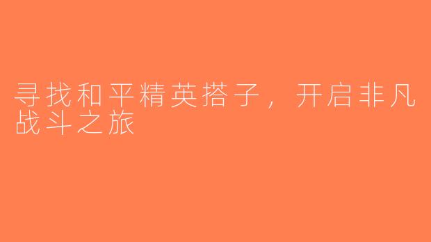 寻找和平精英搭子，开启非凡战斗之旅