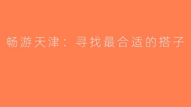 畅游天津：寻找最合适的搭子