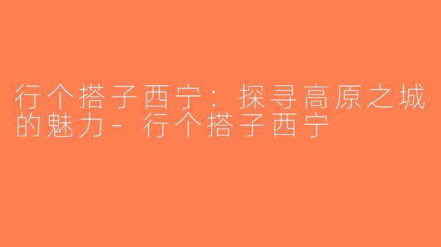 行个搭子西宁：探寻高原之城的魅力-行个搭子西宁