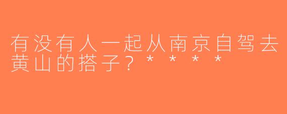 有没有人一起从南京自驾去黄山的搭子？****