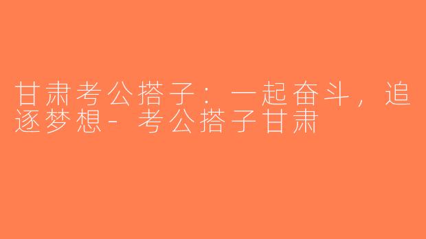 甘肃考公搭子：一起奋斗，追逐梦想-考公搭子甘肃