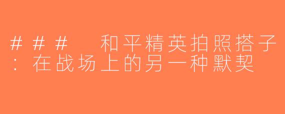 ### 和平精英拍照搭子：在战场上的另一种默契