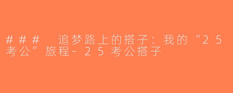 ### 追梦路上的搭子：我的“25考公”旅程-25考公搭子