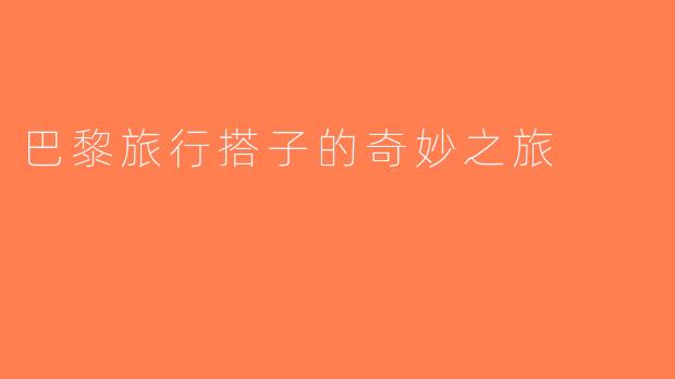 巴黎旅行搭子的奇妙之旅