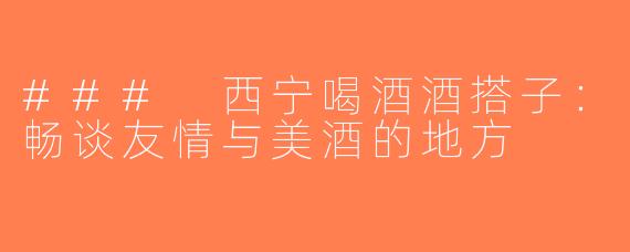 ### 西宁喝酒酒搭子：畅谈友情与美酒的地方