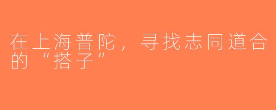 在上海普陀，寻找志同道合的“搭子”