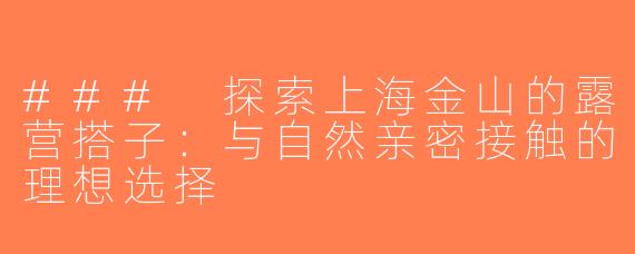 ### 探索上海金山的露营搭子：与自然亲密接触的理想选择
