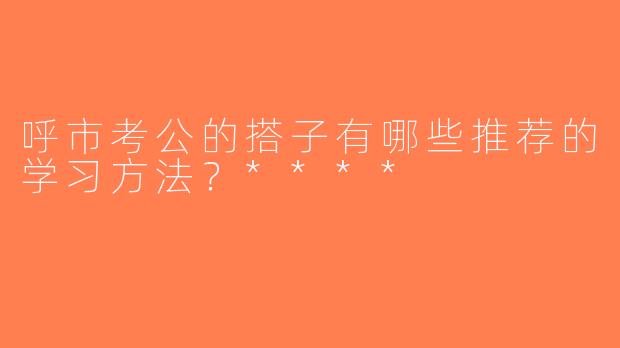呼市考公的搭子有哪些推荐的学习方法？****
