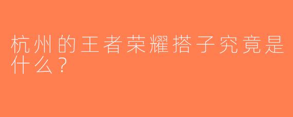 杭州的王者荣耀搭子究竟是什么？  