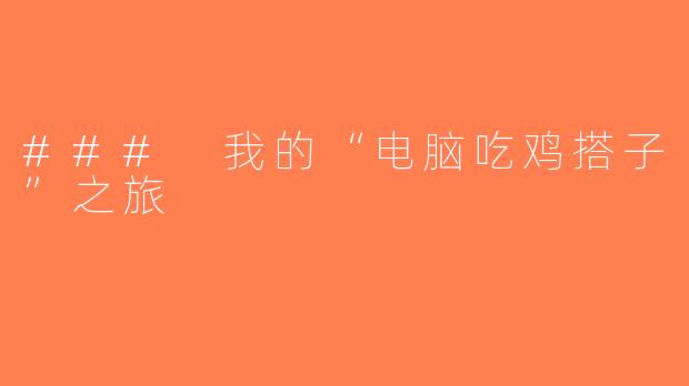### 我的“电脑吃鸡搭子”之旅
