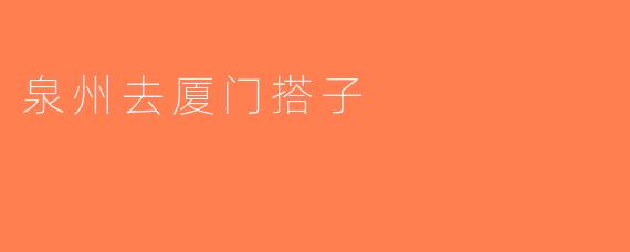 泉州去厦门搭子