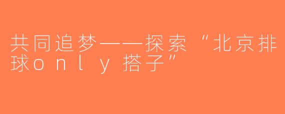 共同追梦——探索“北京排球only搭子”