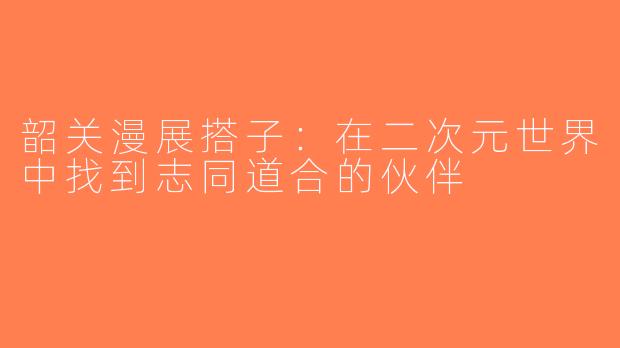韶关漫展搭子：在二次元世界中找到志同道合的伙伴