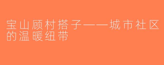 宝山顾村搭子——城市社区的温暖纽带