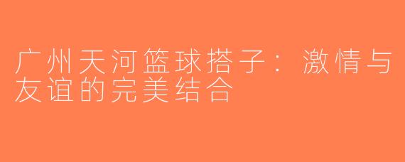 广州天河篮球搭子：激情与友谊的完美结合