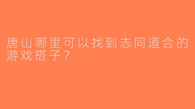 唐山哪里可以找到志同道合的游戏搭子？