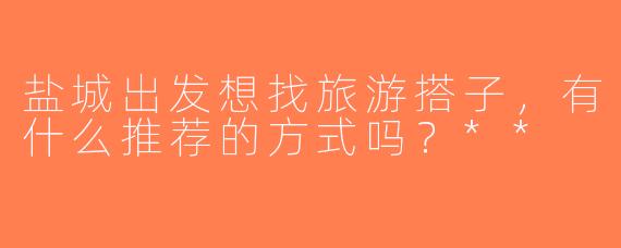 盐城出发想找旅游搭子，有什么推荐的方式吗？**