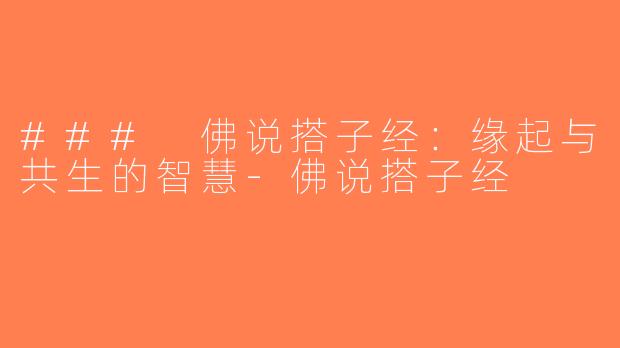 ### 佛说搭子经：缘起与共生的智慧-佛说搭子经
