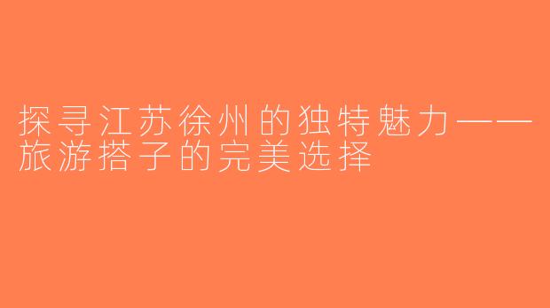 探寻江苏徐州的独特魅力——旅游搭子的完美选择