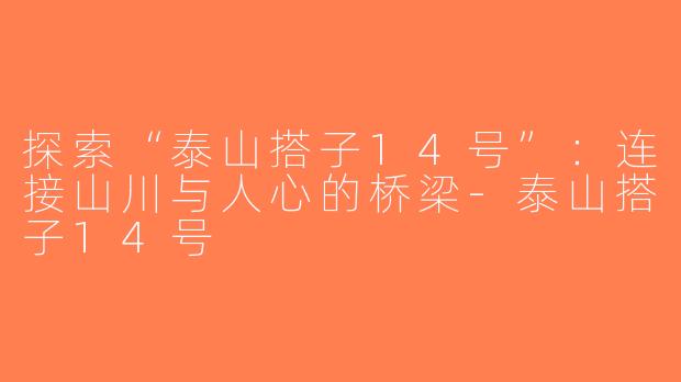 探索“泰山搭子14号”：连接山川与人心的桥梁-泰山搭子14号